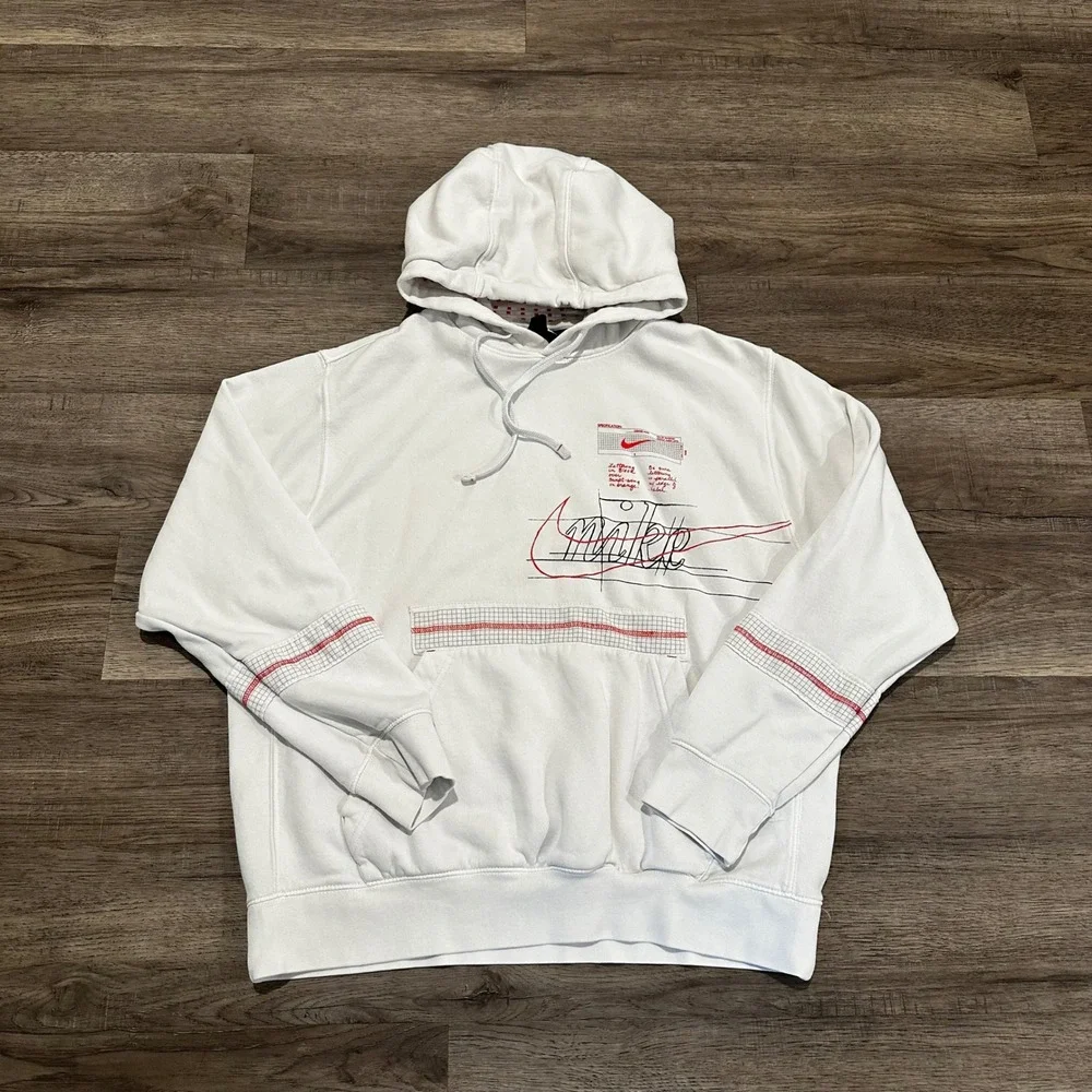 Nike Schematic Story of Swoosh Pullover Hoodie White CQ7164-100 Men's Large